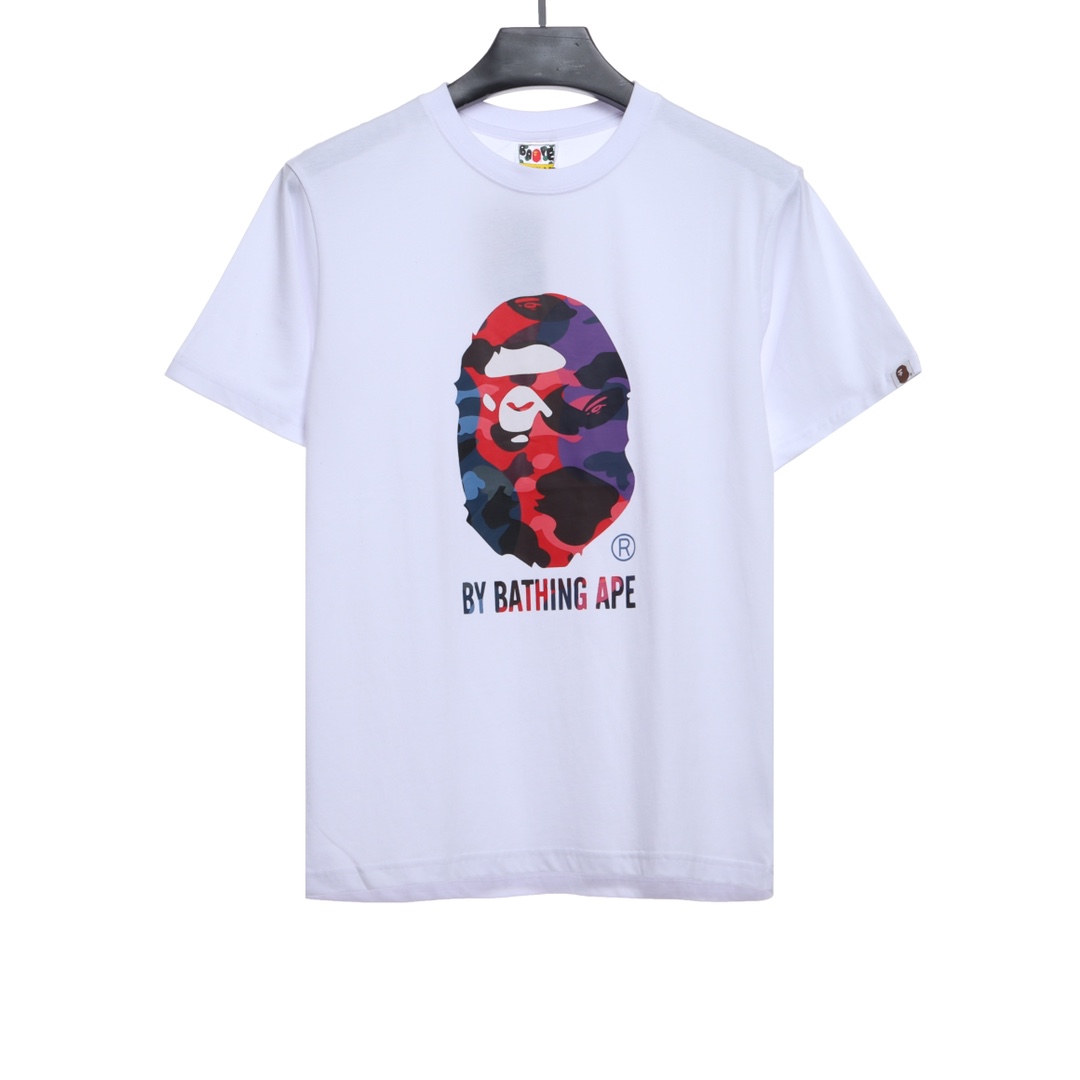 BAPE ape head multicolor block camouflage short sleeves