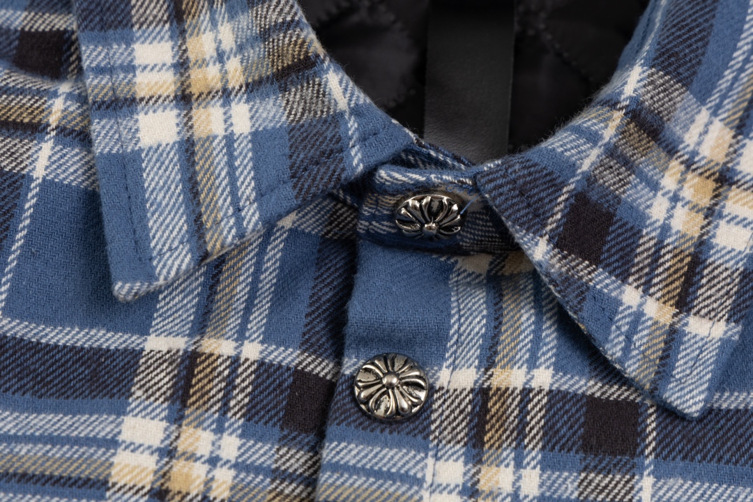 Chrome Hearts plaid design with silver embellishments, cotton-padded jacket