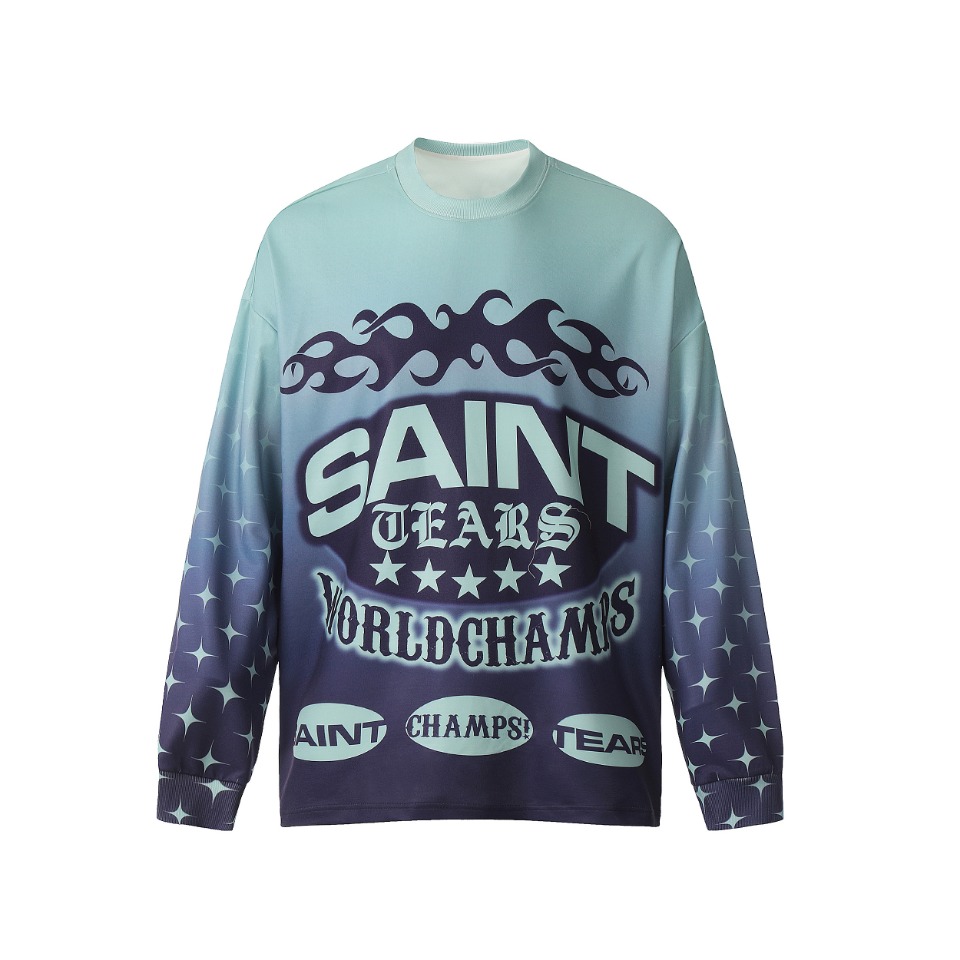 Saint Mich@el Tears Full Print 1988 Green Purple Long Sleeve