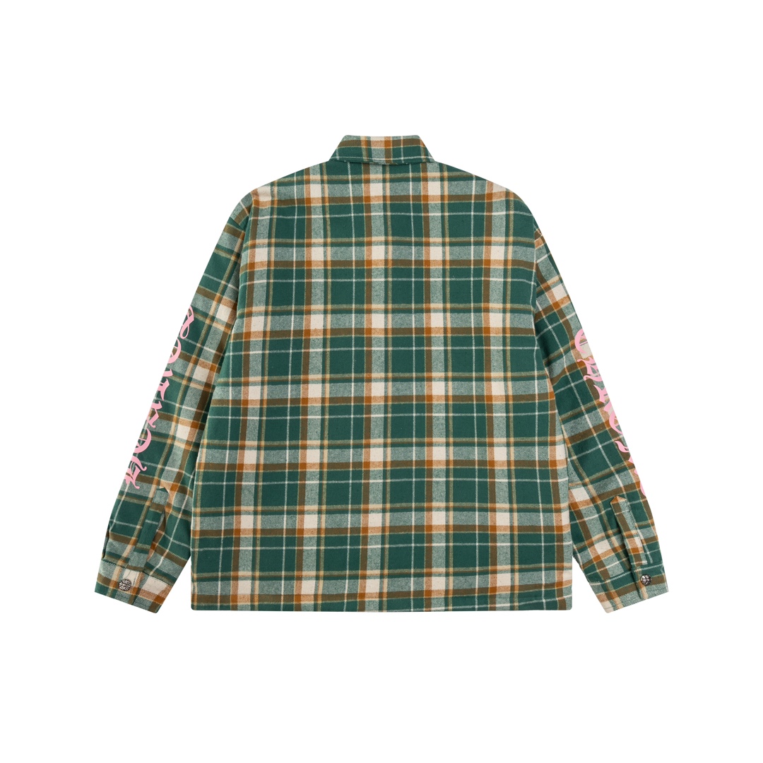 Chrome Hearts plaid design with silver embellishments, cotton-padded jacket