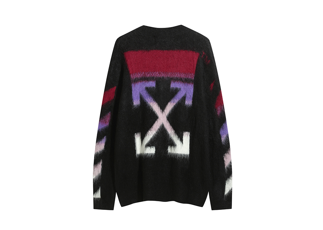 Off White black and red color-block long-sleeve sweater