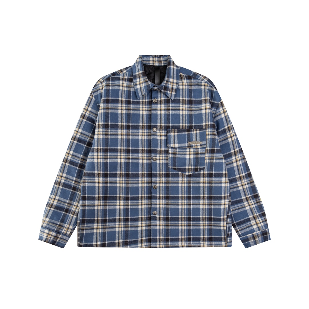 Chrome Hearts plaid design with silver embellishments, cotton-padded jacket