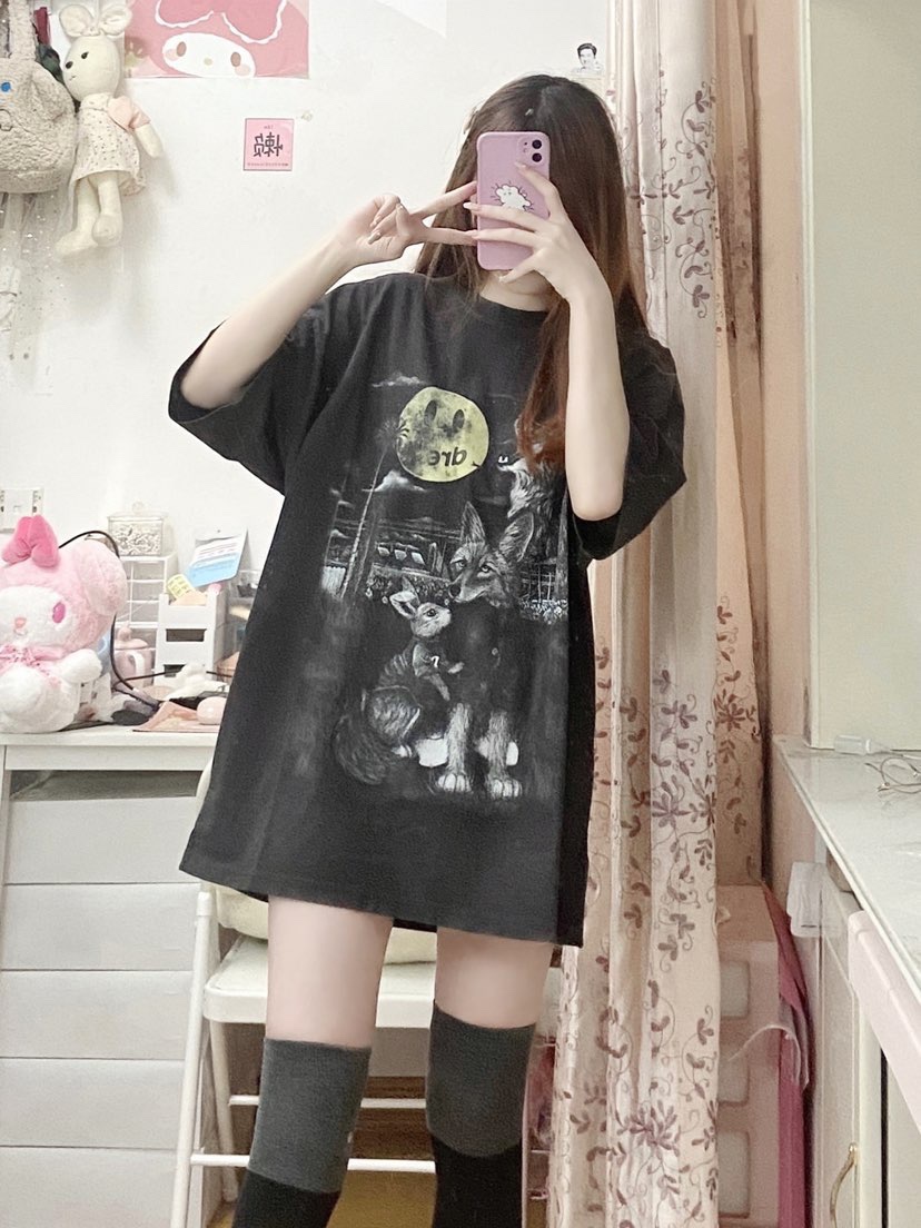 DREW full moon printed smiley face short sleeves