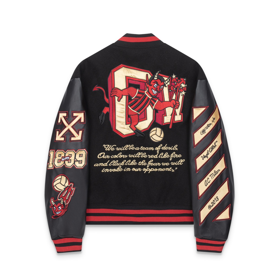 Off-White Embroidered Patchwork Leather Jacket