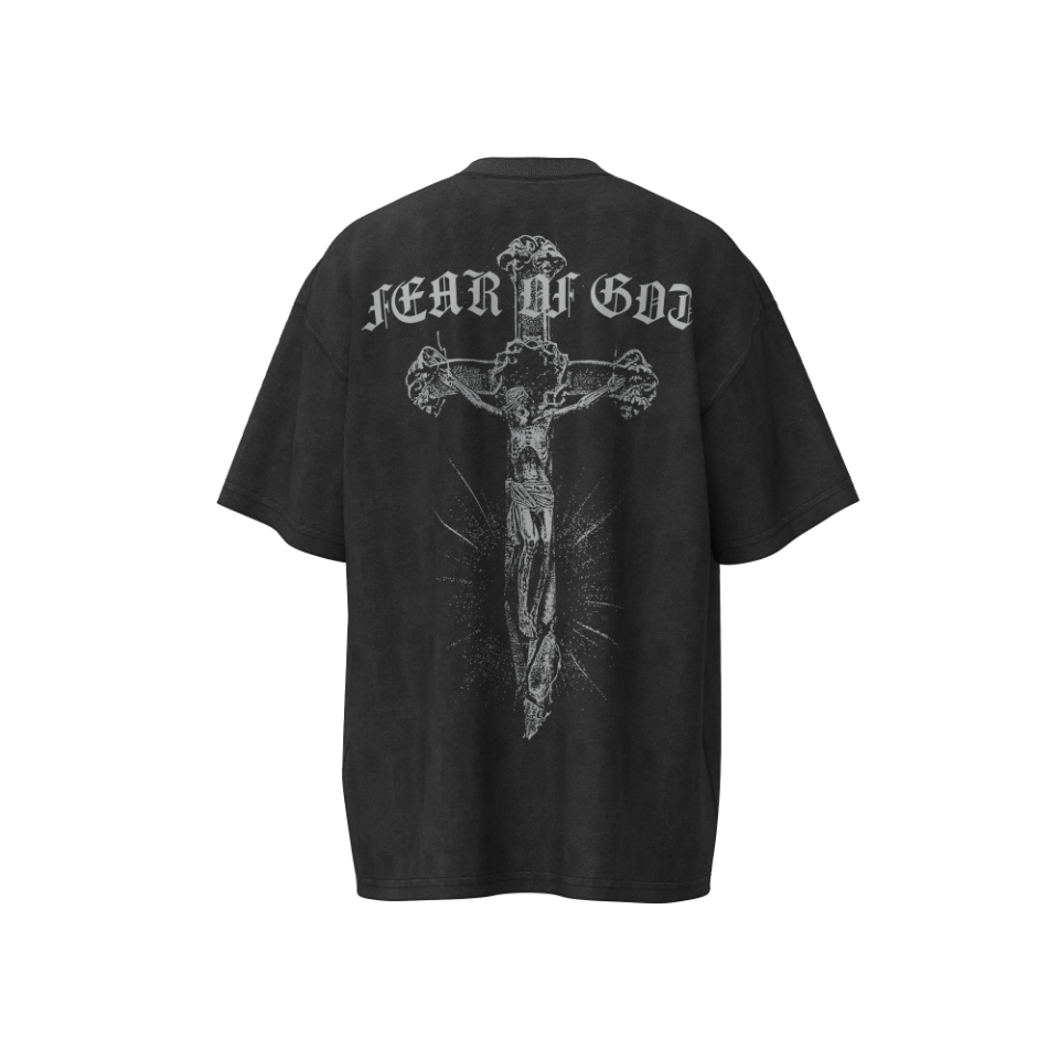 Fear Of God / Essentials style vintage washing handstand cross cross printing short sleeves