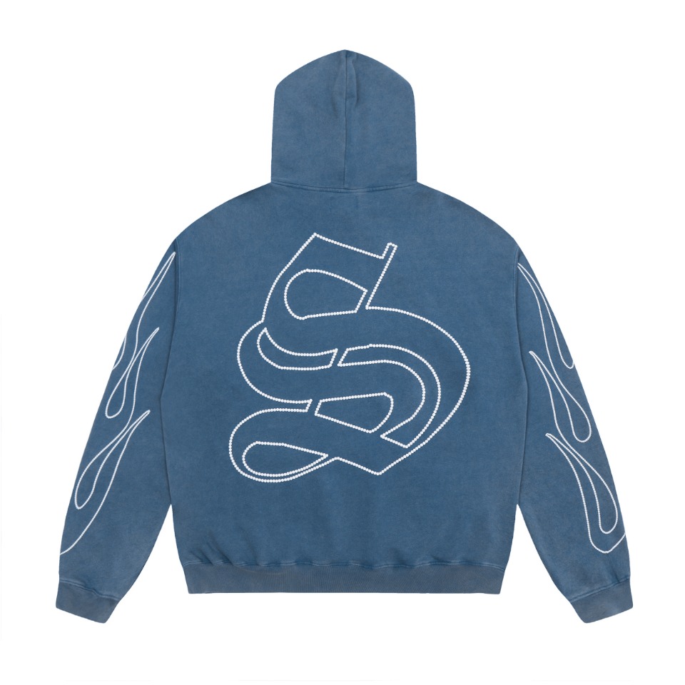 Saint Mich@el tears washed distressed salt-treated 400g heavy-weight vintage terry cloth hoodie