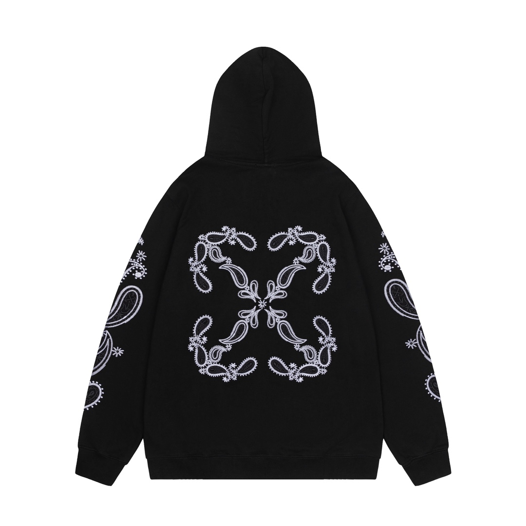 Off-White 24SS new embroidered paisley loose-fit hoodie