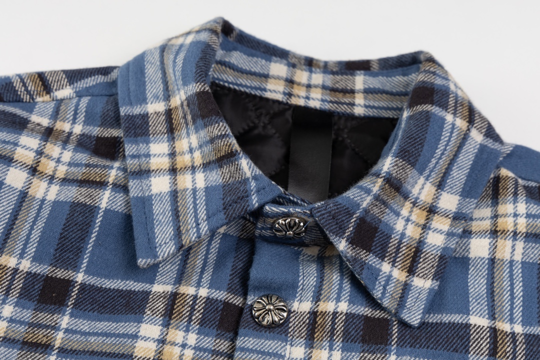 Chrome Hearts plaid design with silver embellishments, cotton-padded jacket