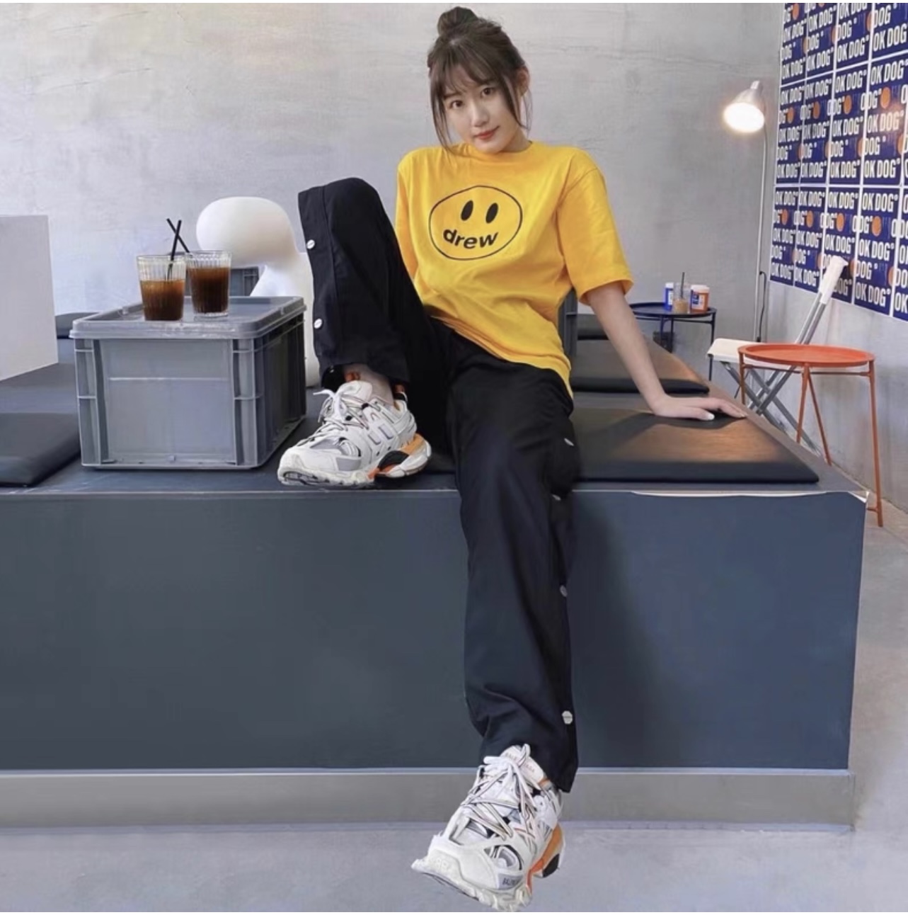 DREW classic smiley face printing short sleeves