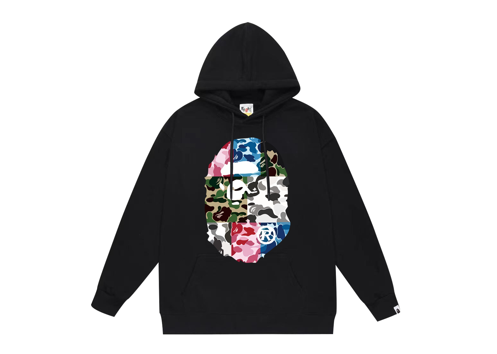 BAPE camo patchwork Ape Head print hoodie