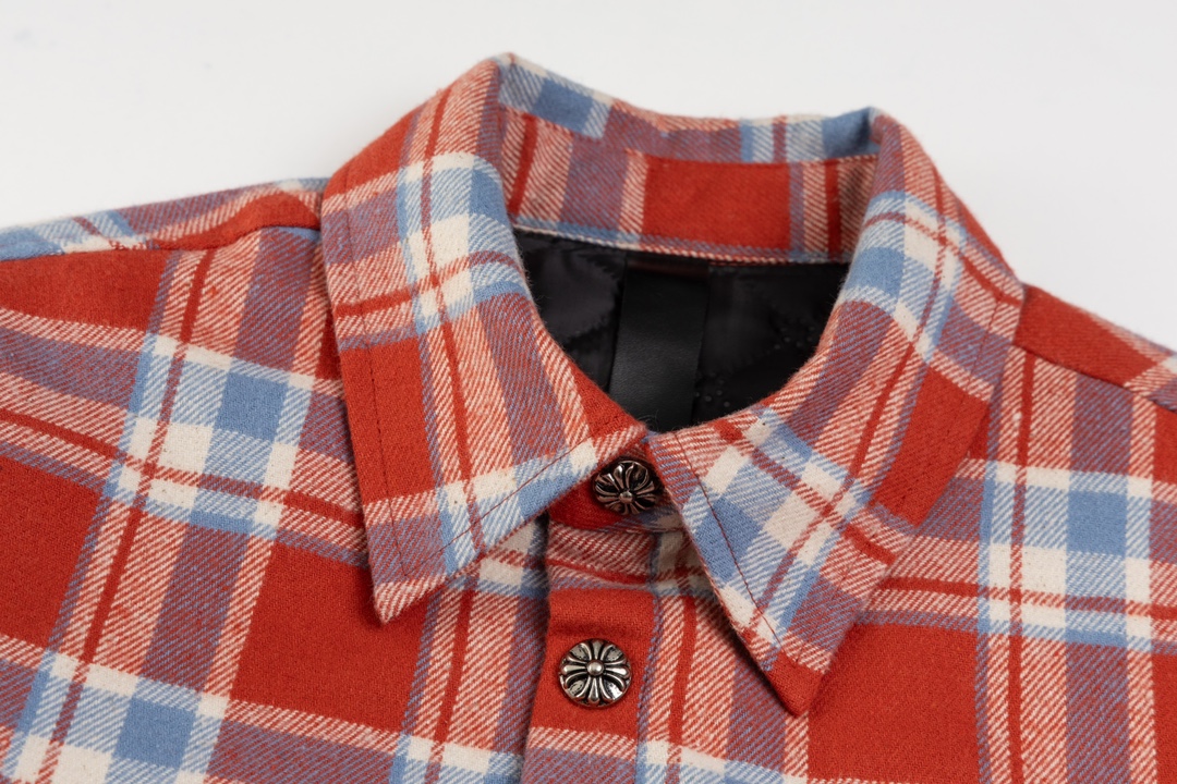 Chrome Hearts plaid design with silver embellishments, cotton-padded jacket