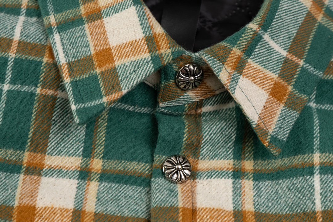 Chrome Hearts plaid design with silver embellishments, cotton-padded jacket