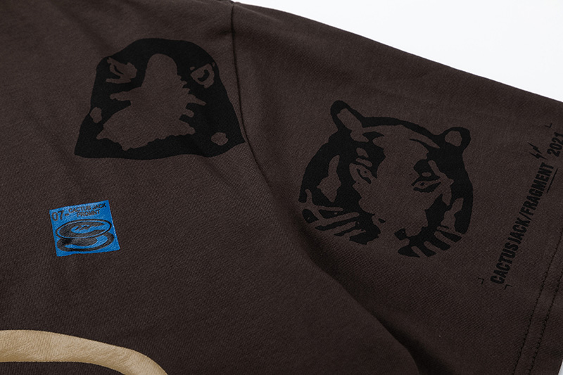 Travis Scott Joint model Hiroshi Fujiwara DJ face printing short sleeves