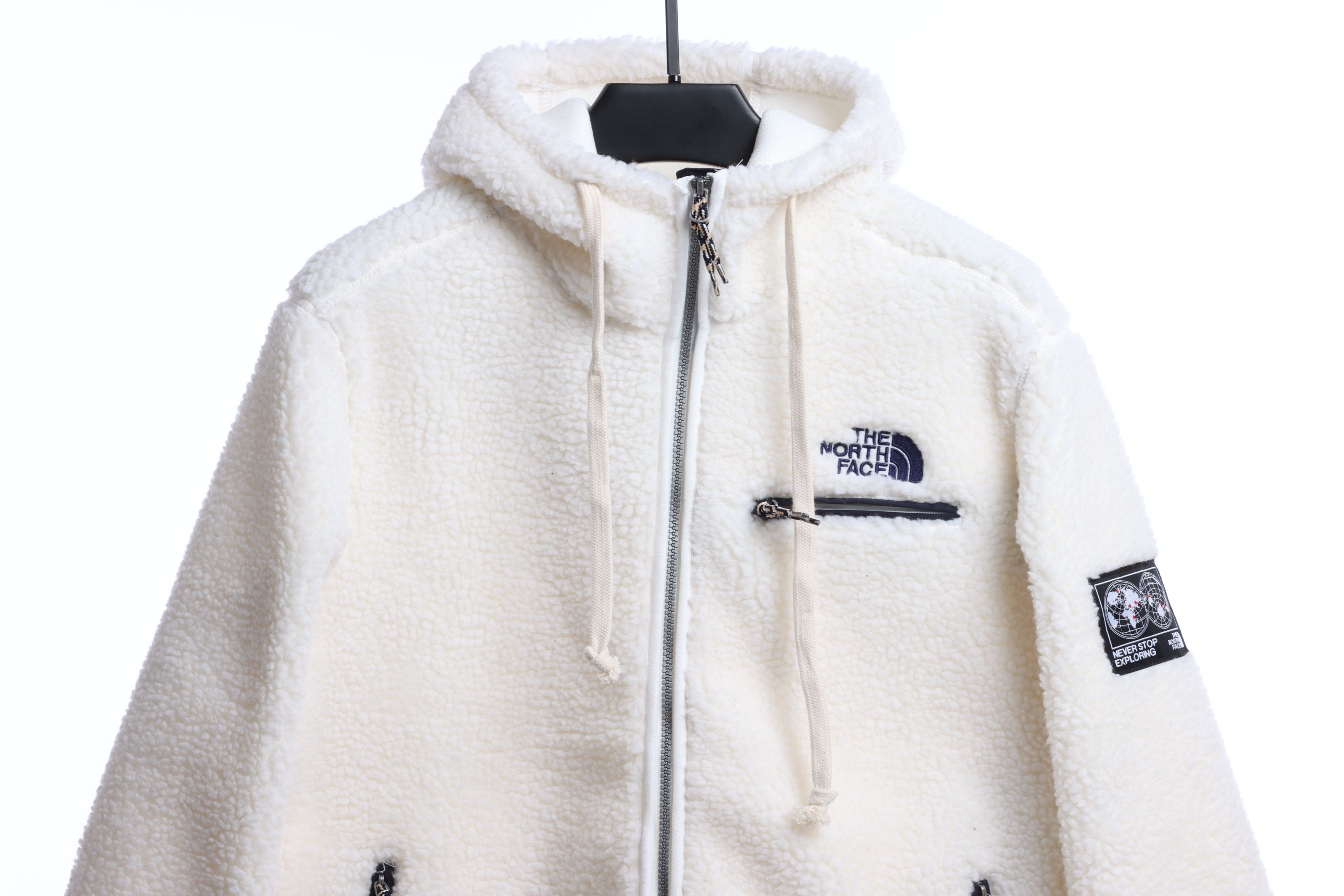 The North Face Double Laminated Sherpa White Zip Jacket