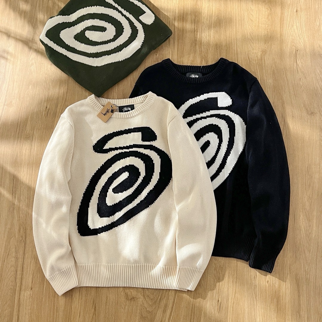 Stussy  S  curly mosquito coil knit sweater