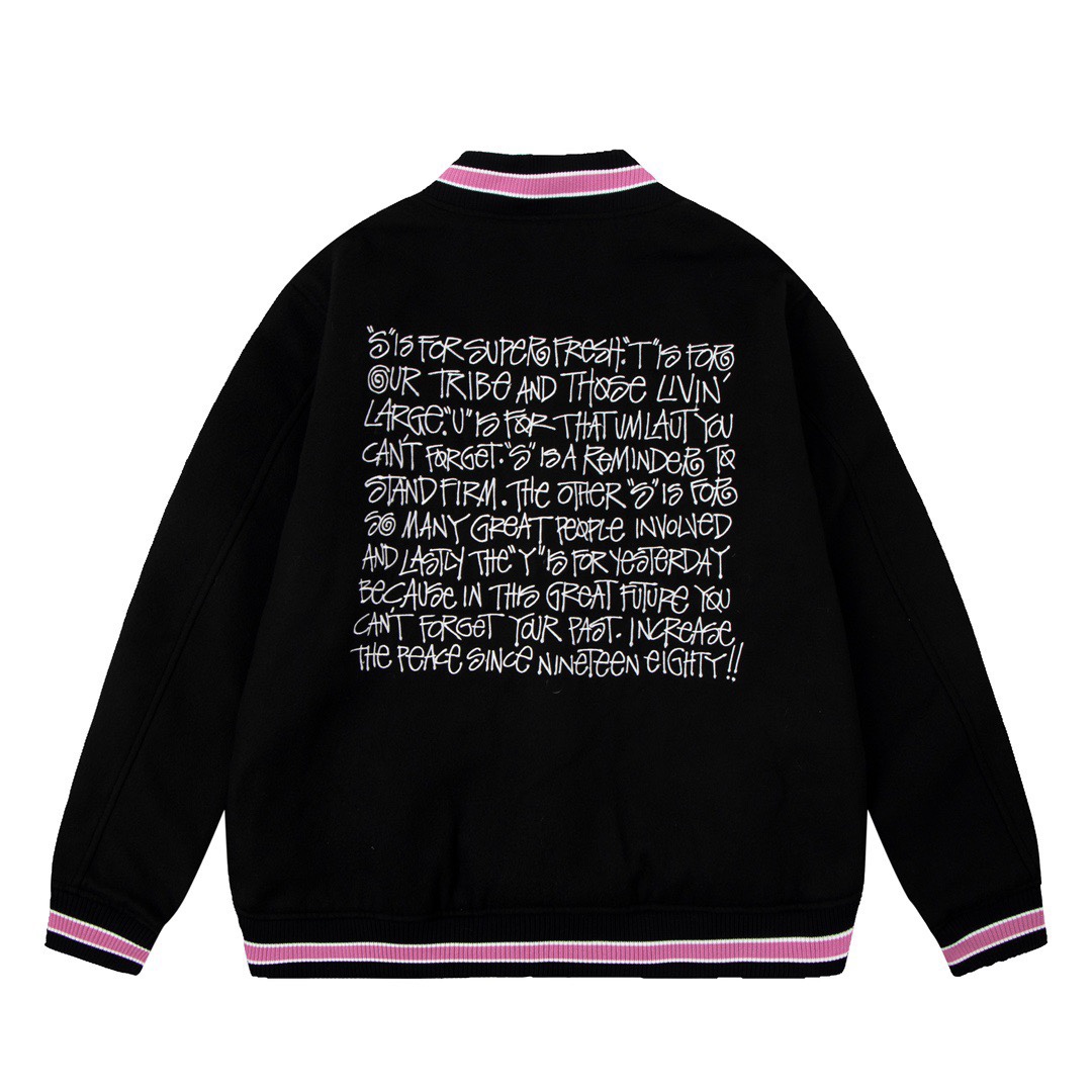 Stussy S Talk Melton Varsity Jacket