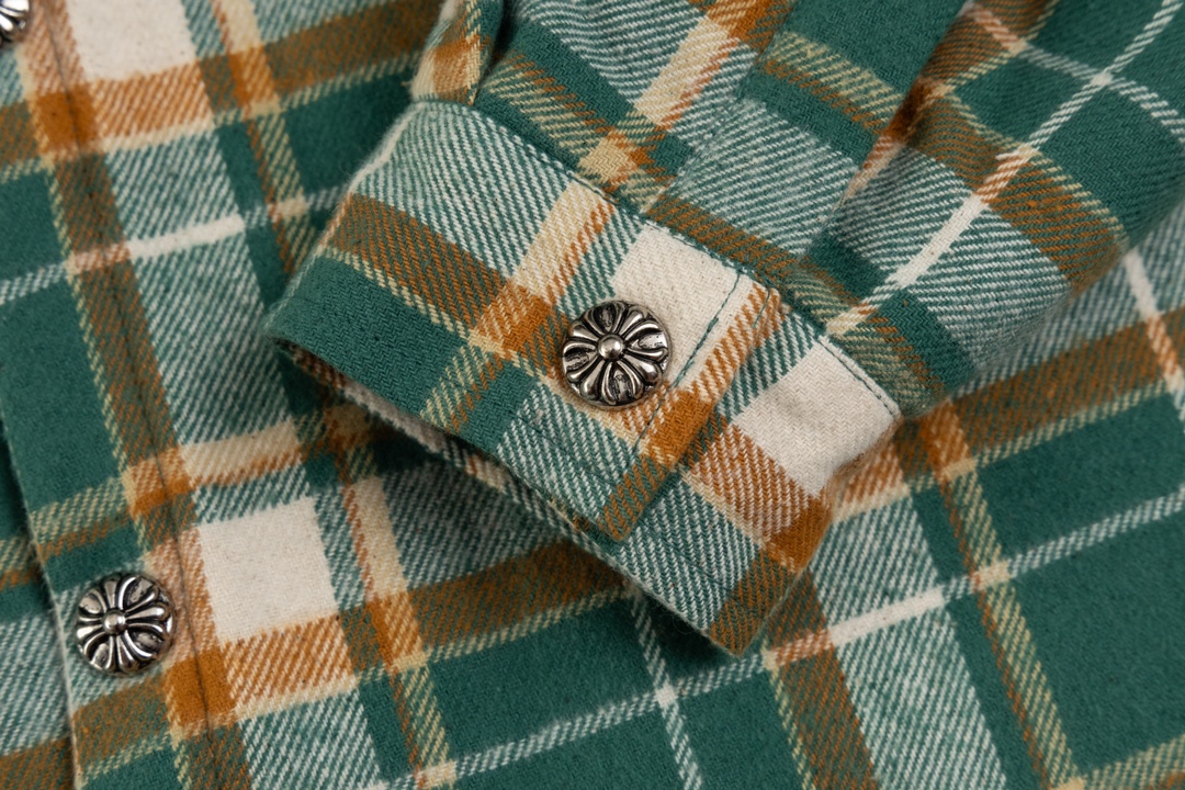 Chrome Hearts plaid design with silver embellishments, cotton-padded jacket