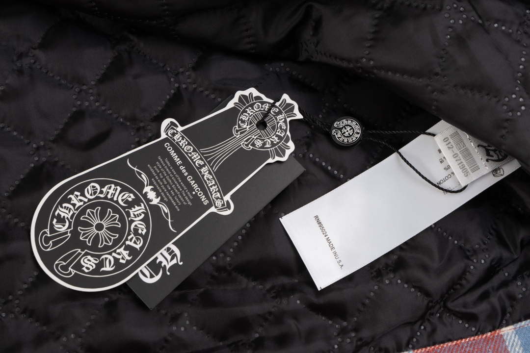 Chrome Hearts plaid design with silver embellishments, cotton-padded jacket