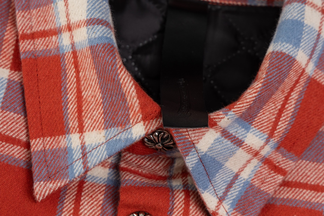 Chrome Hearts plaid design with silver embellishments, cotton-padded jacket