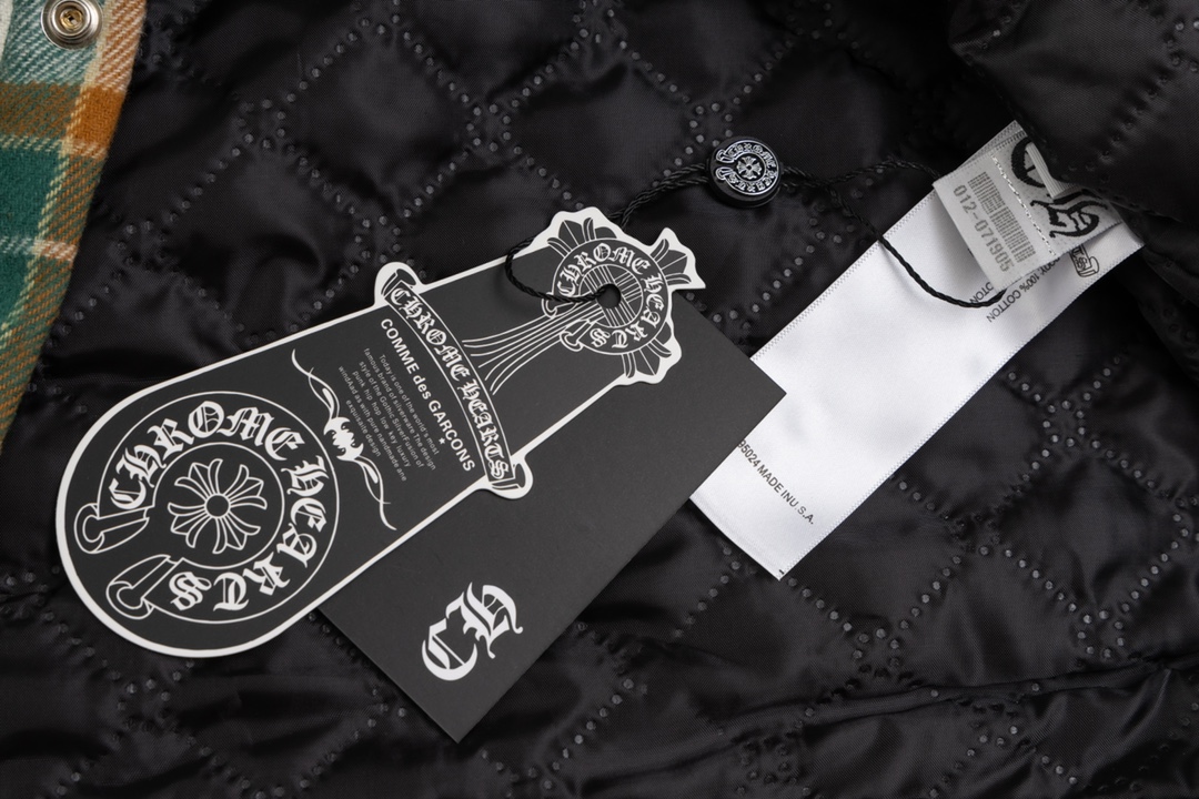 Chrome Hearts plaid design with silver embellishments, cotton-padded jacket
