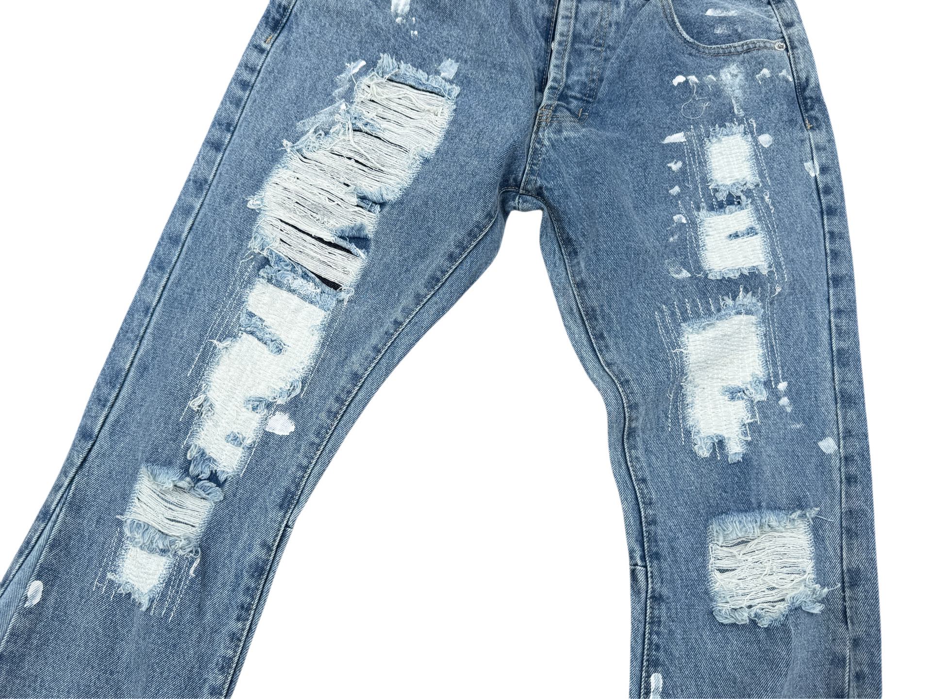 GALLERY.DEPT Distressed Patchwork Flared Jeans