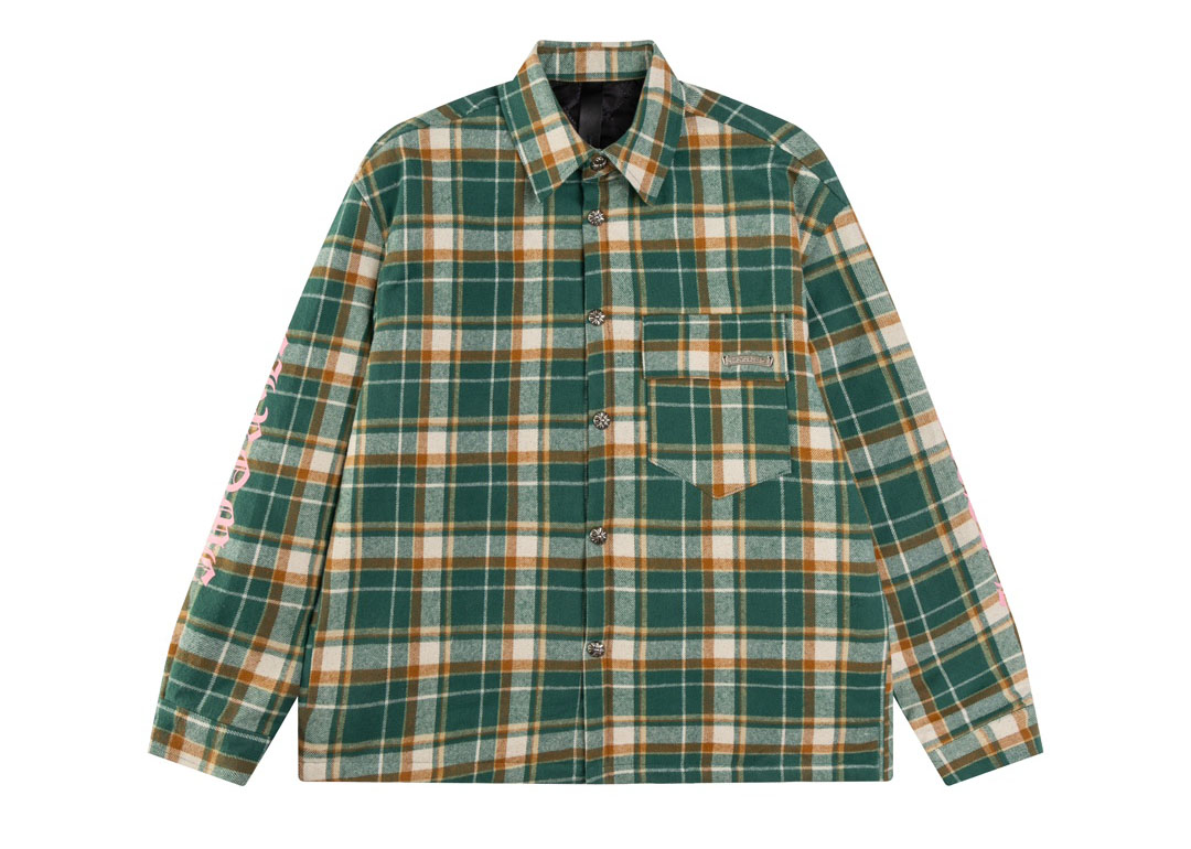 Chrome Hearts plaid design with silver embellishments, cotton-padded jacket