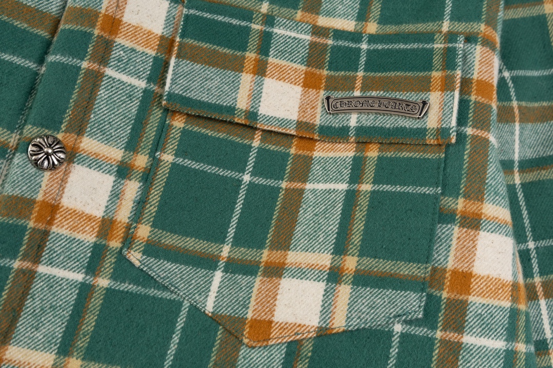 Chrome Hearts plaid design with silver embellishments, cotton-padded jacket