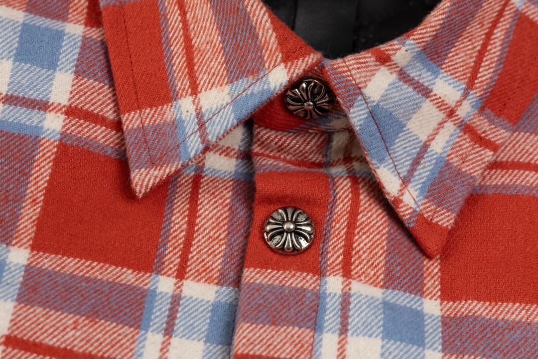 Chrome Hearts plaid design with silver embellishments, cotton-padded jacket