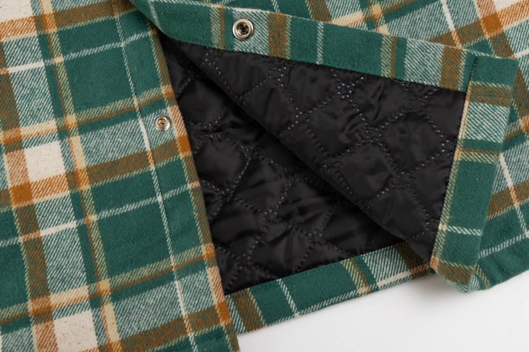 Chrome Hearts plaid design with silver embellishments, cotton-padded jacket