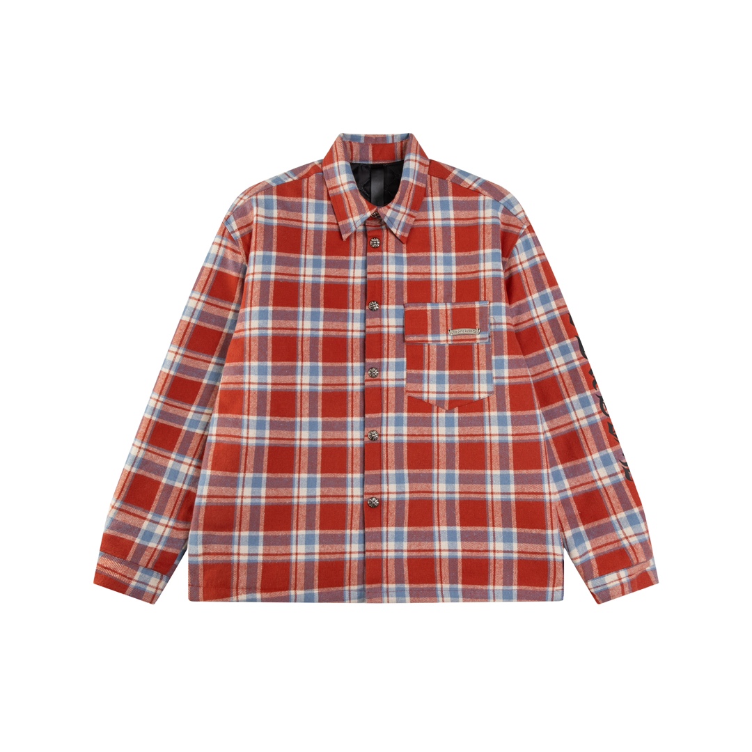 Chrome Hearts plaid design with silver embellishments, cotton-padded jacket