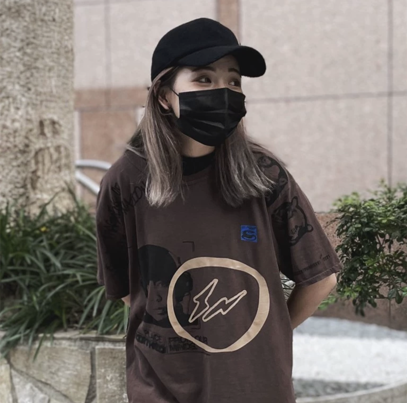 Travis Scott Joint model Hiroshi Fujiwara DJ face printing short sleeves