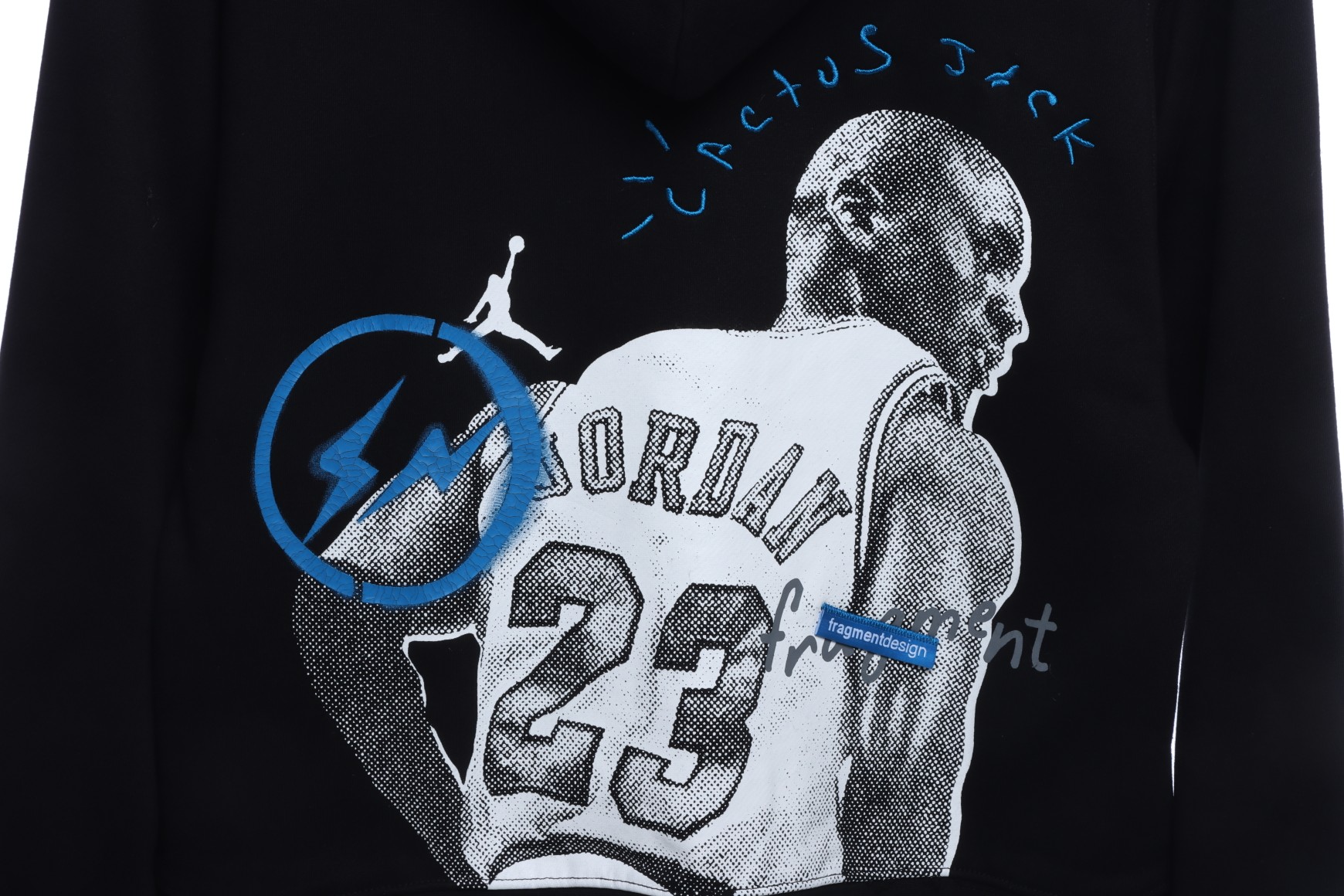 AJ x Travis ScottxFragment Design Triple Joint AJ Portrait Lightning ⚡️Logo Print Hoodie