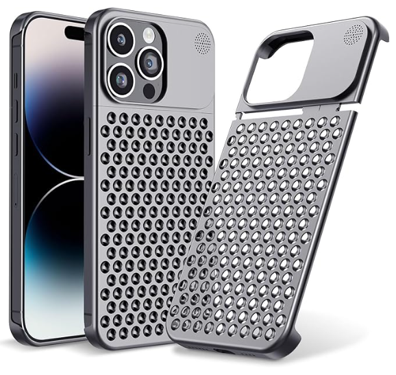 Arae Premium Aluminum Alloy Case,Anti-Fall Heat Dissipation,Anti-Scratch Slim Case,Aromatherapy Phone case for iPhone 14 (Gray, iPhone 14 Pro Max 6.7inch)