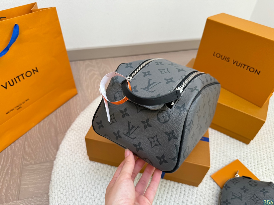 LV Leather Cosmetic Bags Storage bag Wash bag High quality