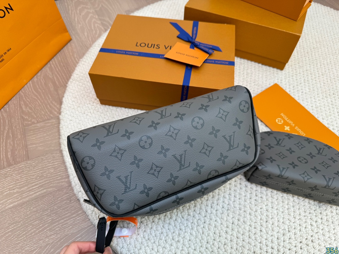 LV Leather Cosmetic Bags Storage bag Wash bag High quality