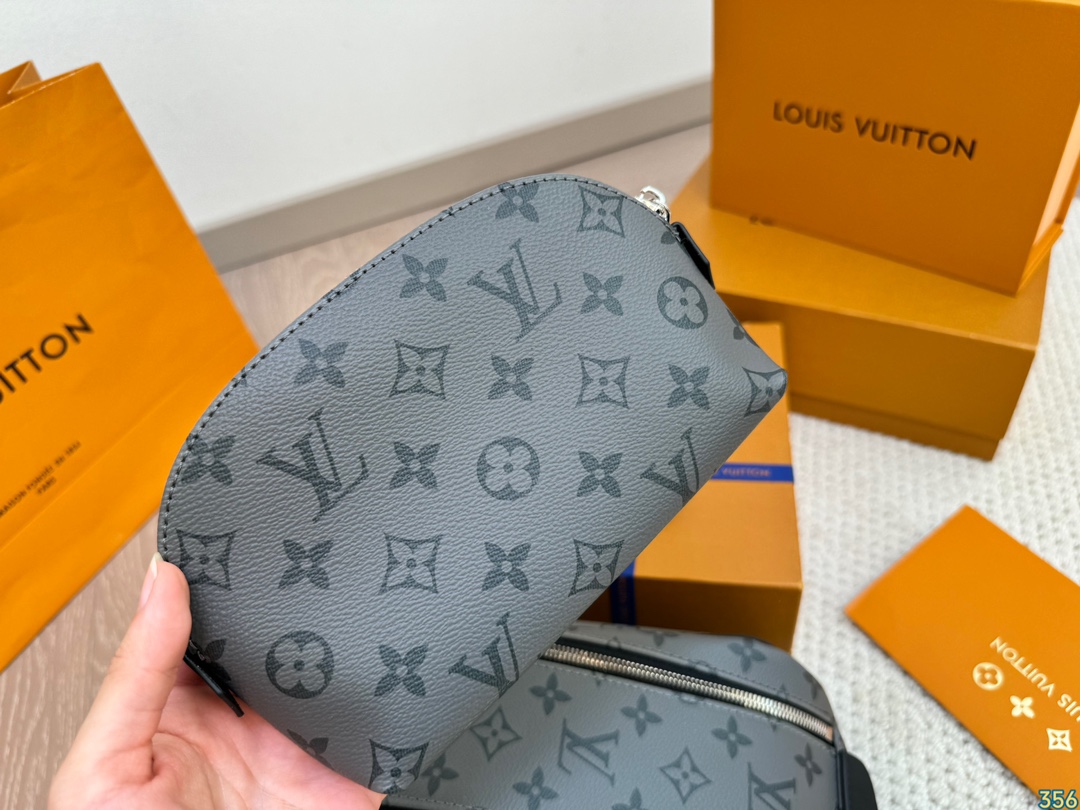 LV Leather Cosmetic Bags Storage bag Wash bag High quality