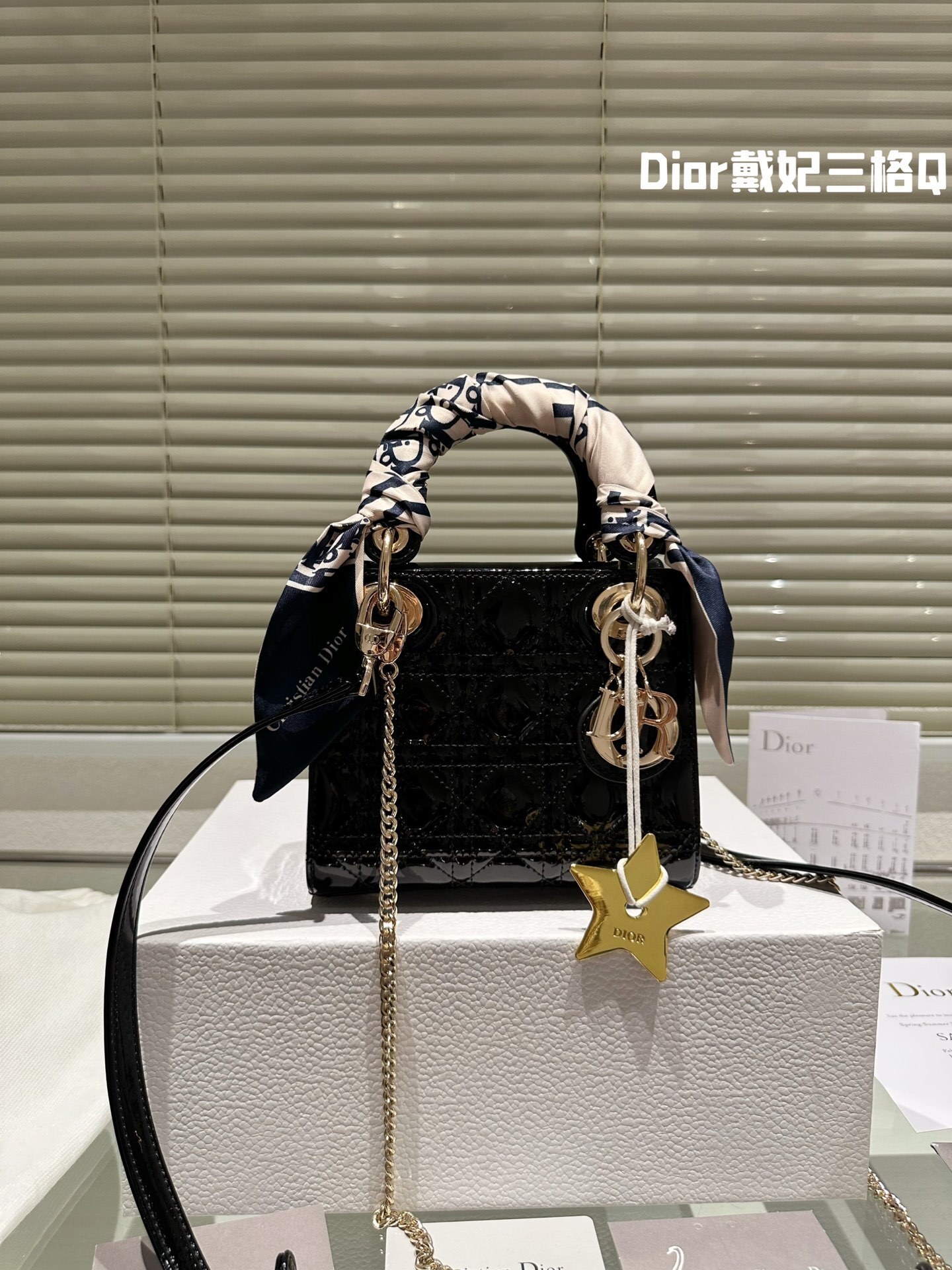 Dior Premium Fashion Saddle Bag, Diana Lacquer Leather Bag