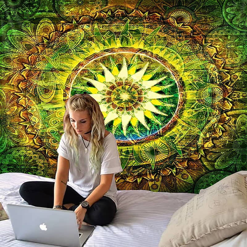 Clisil Mandala Bohemian Wall Tapestry Art Decor Blanket Curtain Hanging Home Bedroom Decoration Boho Hippie Psychedelic Floral Flower Lotus Indian