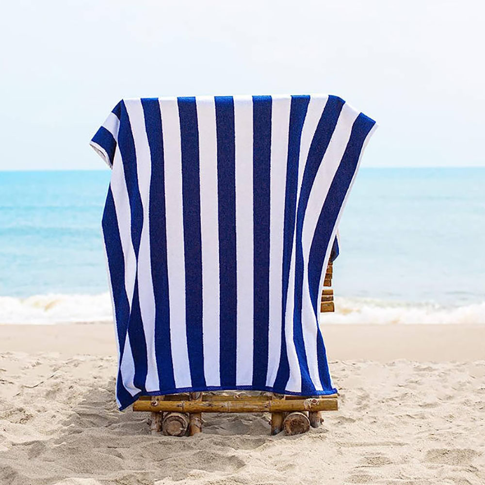 Clisil 100% Cotton Oversized Beach Towel, Cabana Stripe Pool Towels, 30