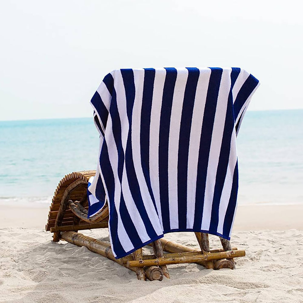 Clisil 100% Cotton Oversized Beach Towel, Cabana Stripe Pool Towels, 30