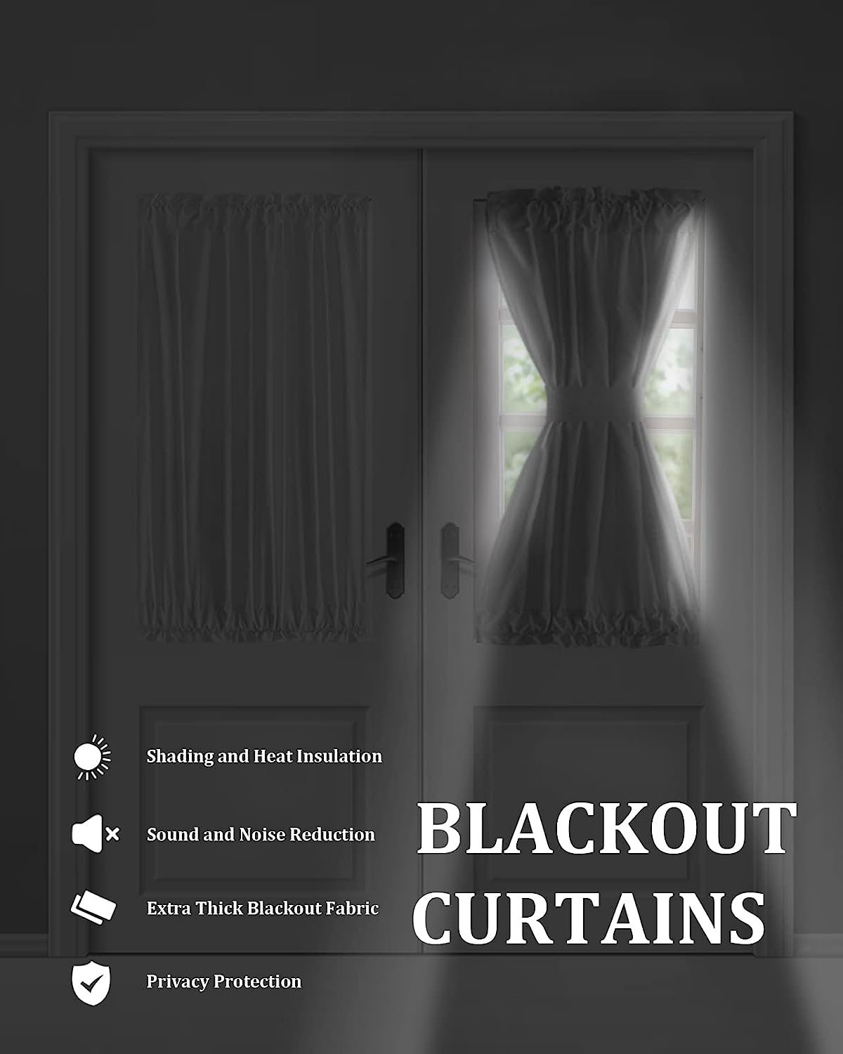 Clisil Black Out French Door Curtains Fall Pumpkin Sunflower Eucalyptus Leaf Rod Pocket Door Drapery Curtain, 25