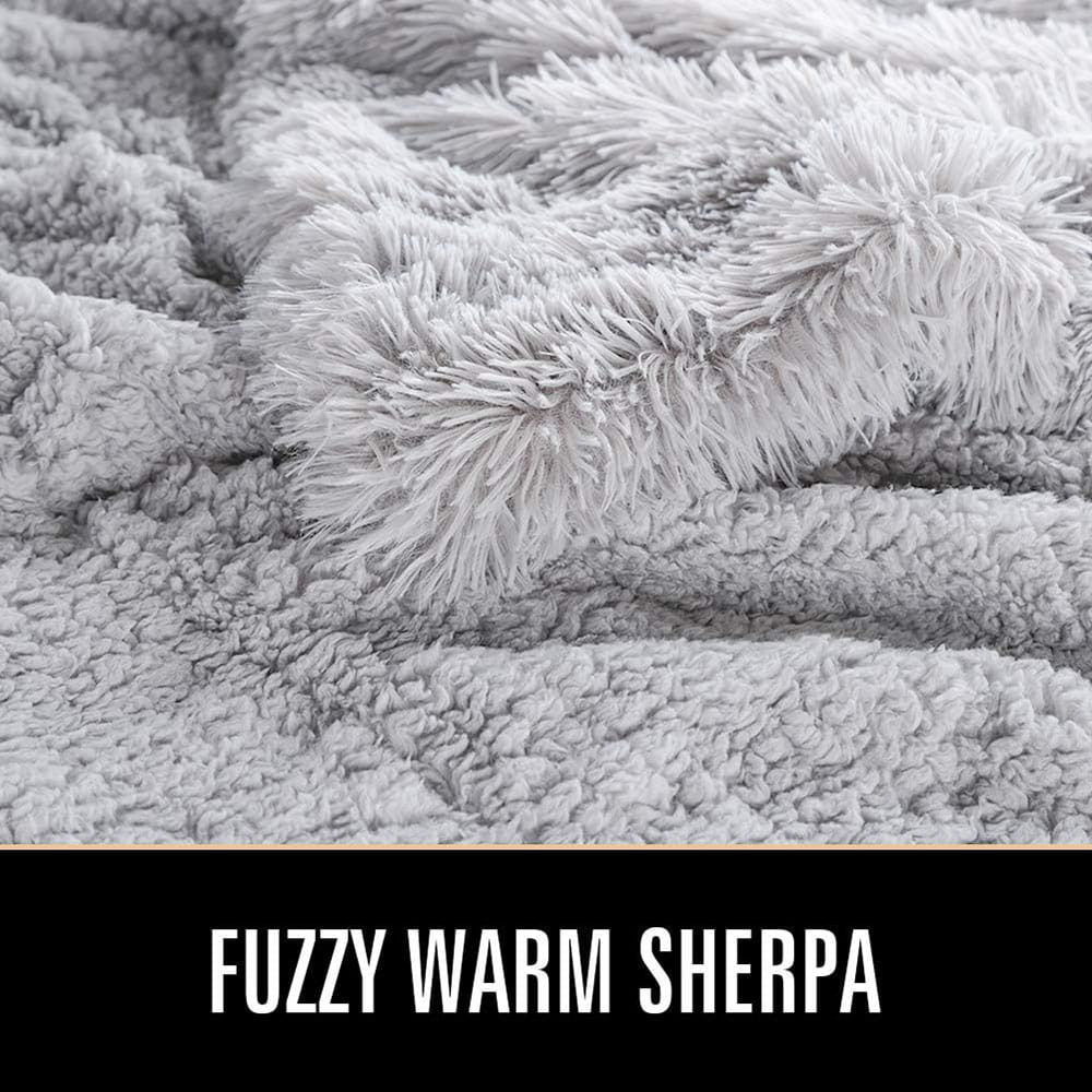 Clisil Super Soft Plush Fuzzy Decorative Cozy Sherpa Fluffy Blankets for Couch Sofa Light Grey 60
