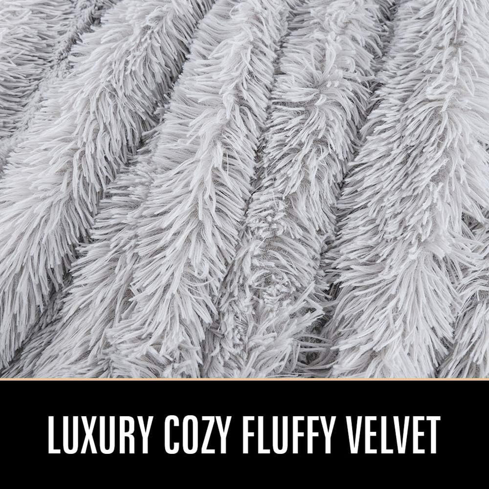 Clisil Super Soft Plush Fuzzy Decorative Cozy Sherpa Fluffy Blankets for Couch Sofa Light Grey 60