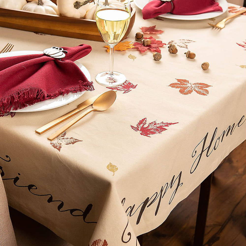 Clisil Rustic Leaves Print Tablecloth Measures 52 X 52 inch, Party Tableware, Table Covers, Cotton fabric
