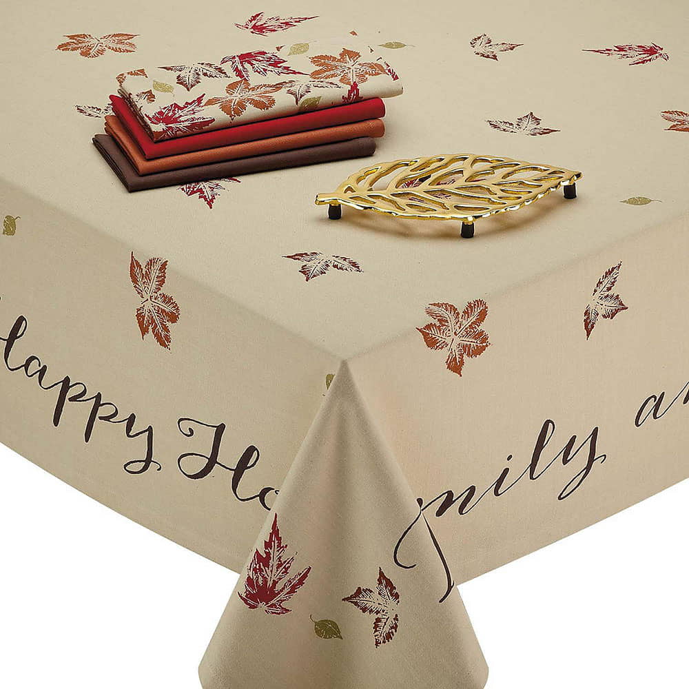 Clisil Rustic Leaves Print Tablecloth Measures 52 X 52 inch, Party Tableware, Table Covers, Cotton fabric