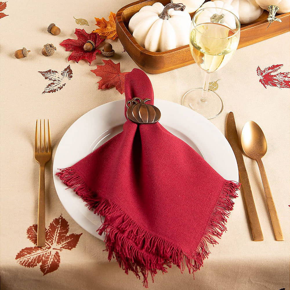 Clisil Rustic Leaves Print Tablecloth Measures 52 X 52 inch, Party Tableware, Table Covers, Cotton fabric