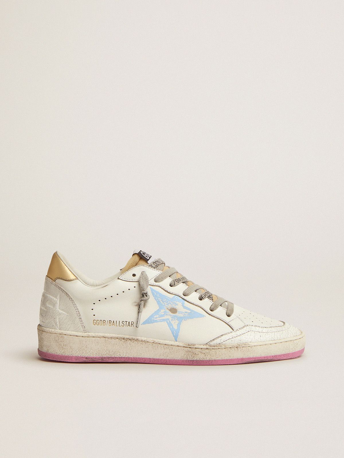 Ball Star sneakers with gold laminated leather heel tab and foam rubber tongue