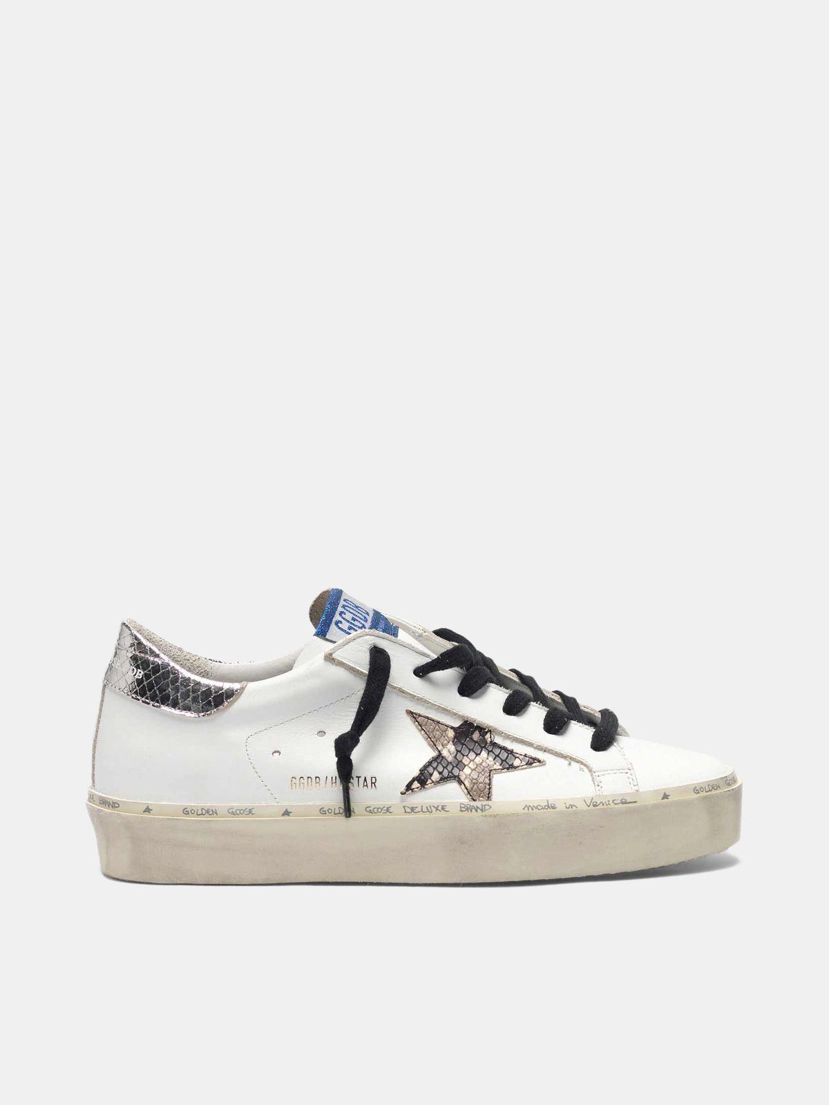 golden goose Hi sneakers Star with snake-print star and silver tab heel