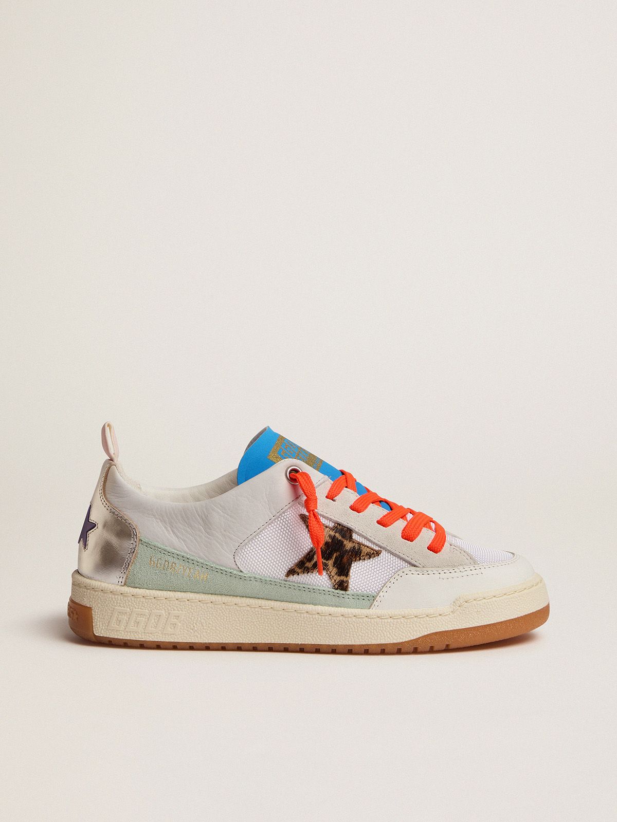 golden goose Women’s and star blue leopard-print Yeah with white sneakers