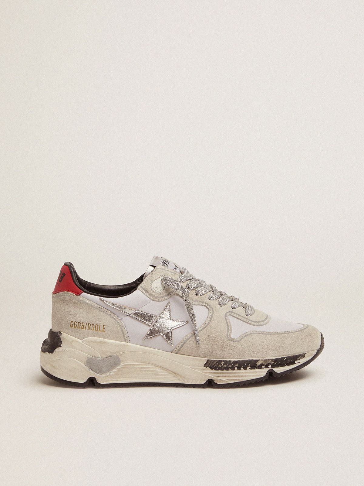 Golden Goose Ball Star Uomo Running Sole sneakers with red heel tab and silver star